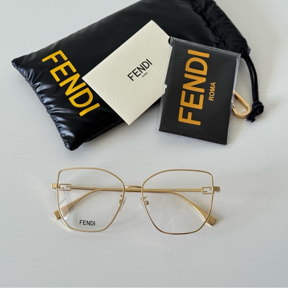 New! Fendi Gold Women's Eyeglasses FE50084U 030, Authentic - Picture 1 of 9